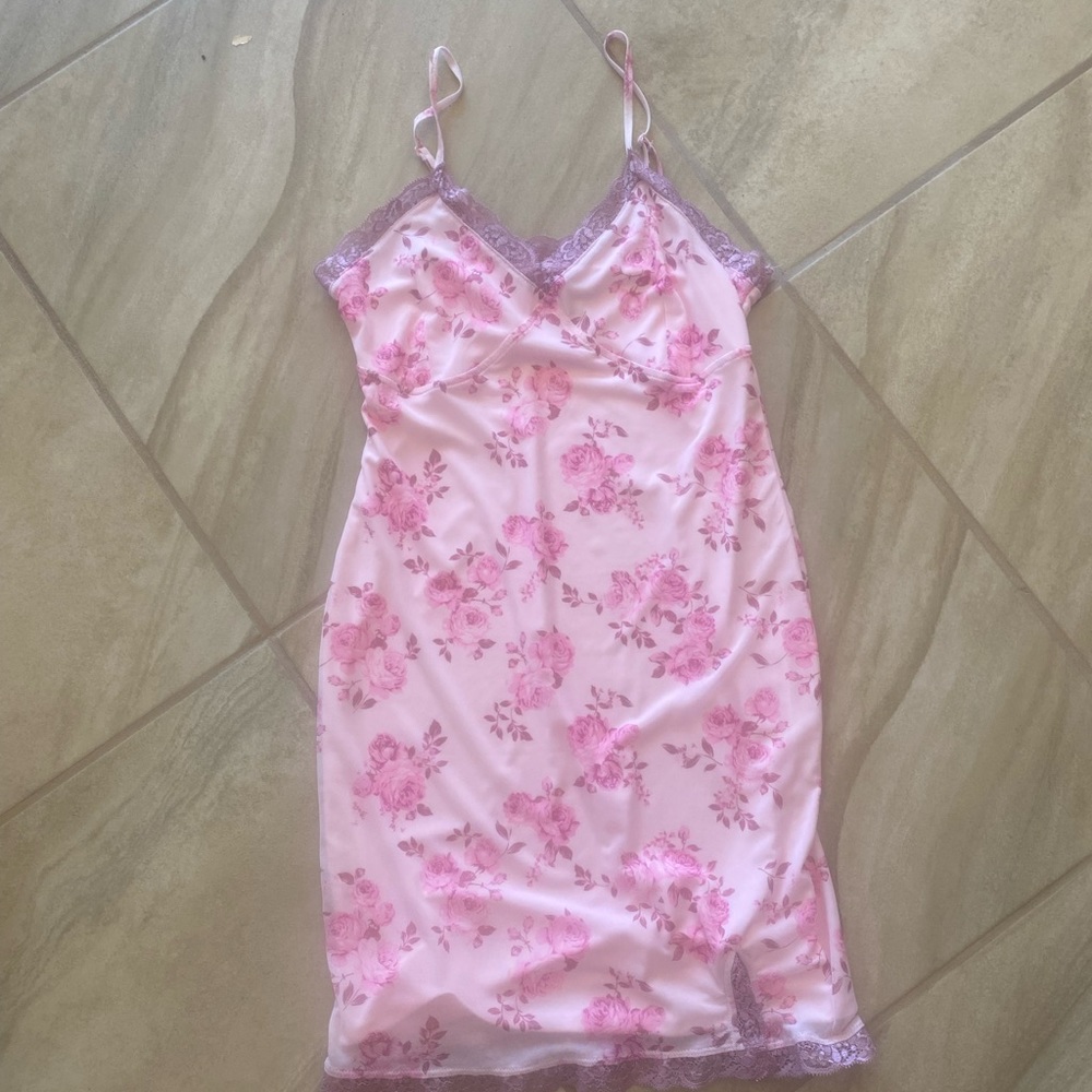 Pink babydoll mini dress.